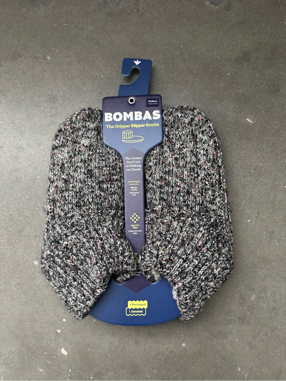 Bombas Gray Marled Gripper Slipper Bootie